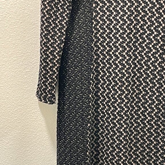 TIANELLO "Abrion" Honeycomb Texture Jersey Fit & Flare Midi Dress, Black - XL - Picture 3 of 8